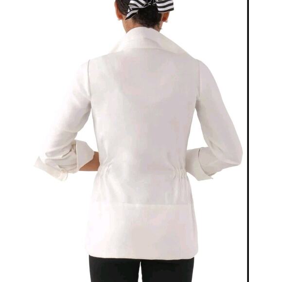 Gretchen Scott Womens Button Up Safari Jacket White Shirt Blouse Pocket Sz Small - Picture 3 of 8